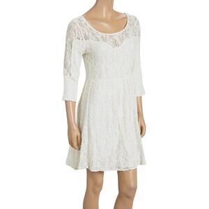 Free People BOHO Ivory Lace Fit & Flare Dress - Size Small